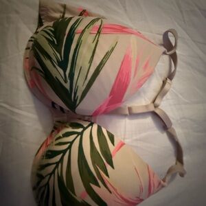 Victoria's Secret Floral Bikini Top in Pink and Green